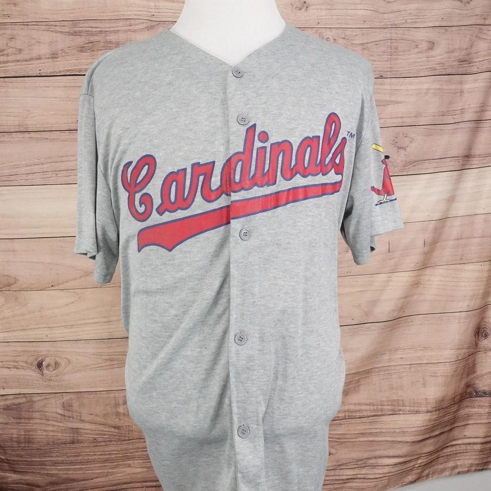 St Louis Cardinals Jersey Shirt‎ Adult XL Gray MLB Baseball Button Front SGA